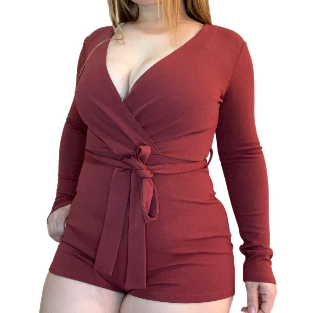 Windsor Burgundy Long Sleeve Romper